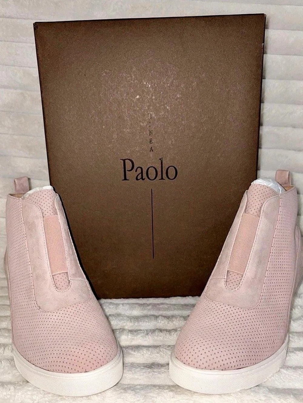 Paolo Rose Pink Wedge Kid Suede Sneakers 8.5M